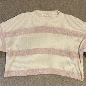 Altar’d State Striped Sweater in Cream and Pink